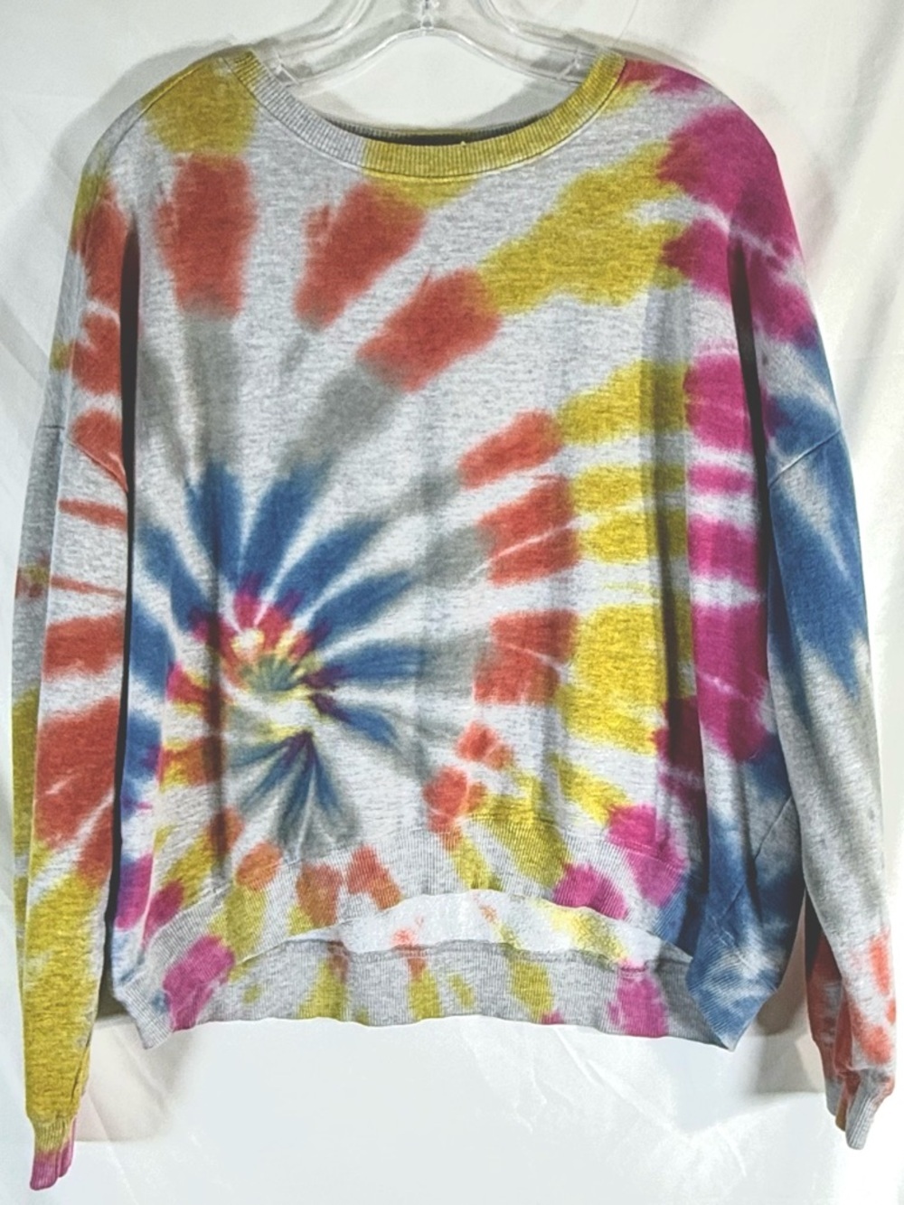 Urban Rebel Cropped Long Sleeve Crew Neck Soft Tie Dye Sweatshirt Size Large